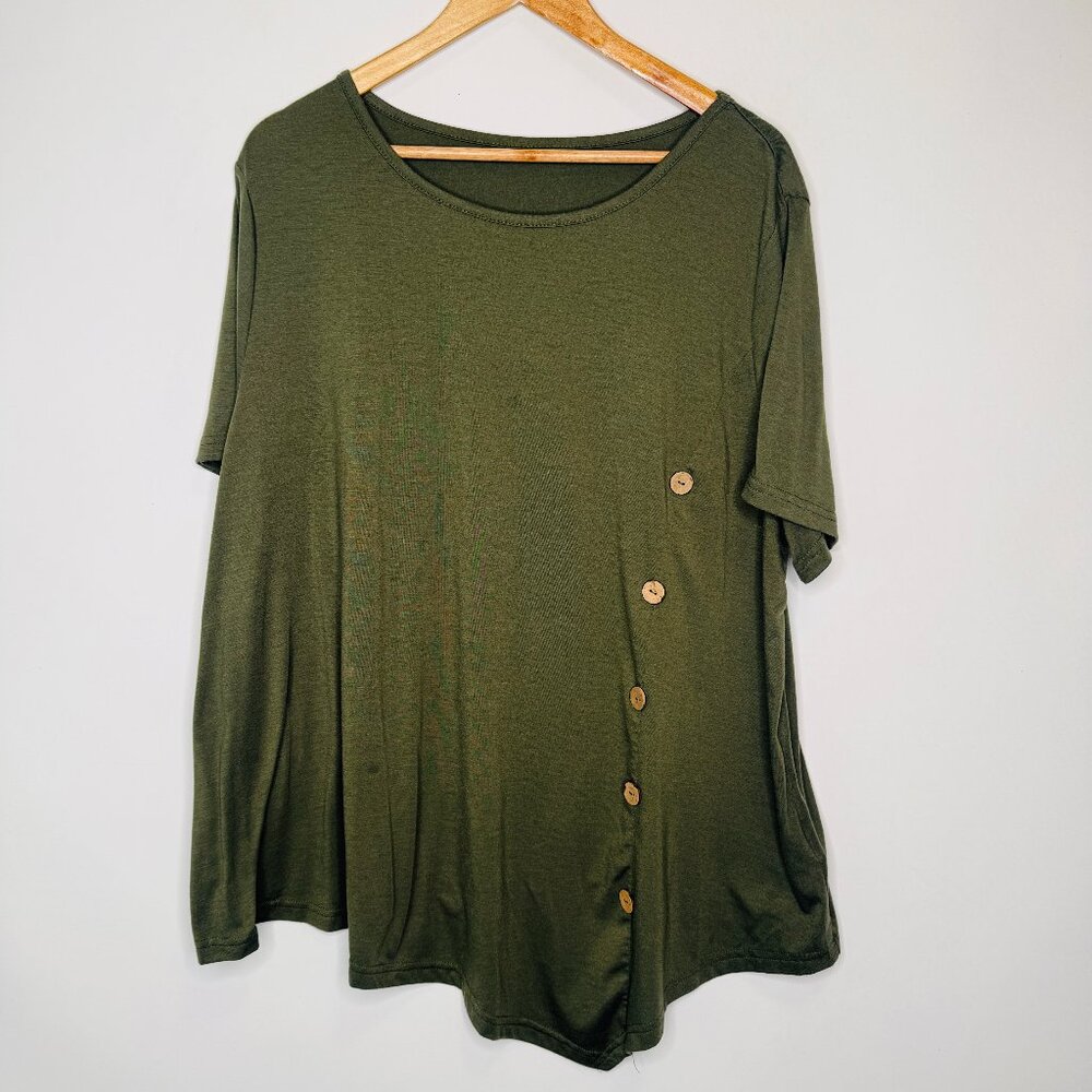Shein Curve Woman Green Short Sleeve Top Blouse  Size 3X